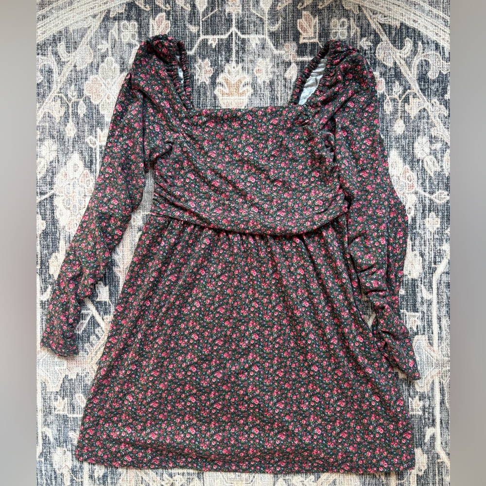 GAP Black Dress with Pink Floral Print